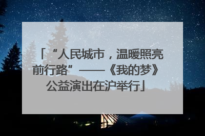 “人民城市，温暖照亮前行路”——《我的梦》公益演出在沪举行