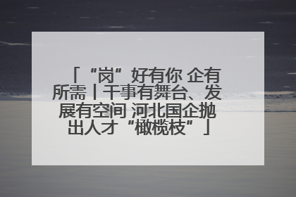 “岗”好有你 企有所需丨干事有舞台、发展有空间 河北国企抛出人才“橄榄枝”