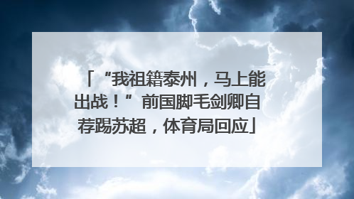 “我祖籍泰州，马上能出战！”前国脚毛剑卿自荐踢苏超，体育局回应
