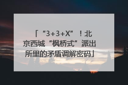 “3+3+X”！北京西城“枫桥式”派出所里的矛盾调解密码