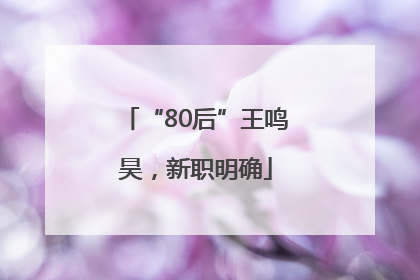 “80后”王鸣昊，新职明确