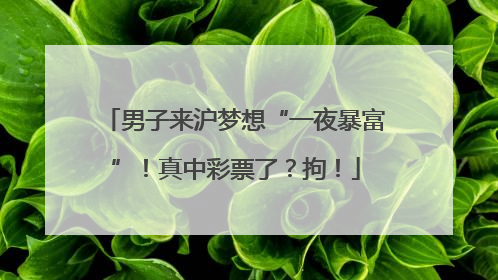 男子来沪梦想“一夜暴富”！真中彩票了？拘！
