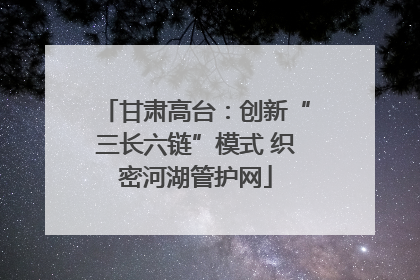 甘肃高台：创新“三长六链”模式 织密河湖管护网