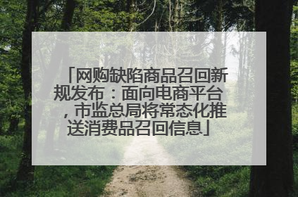 网购缺陷商品召回新规发布：面向电商平台，市监总局将常态化推送消费品召回信息