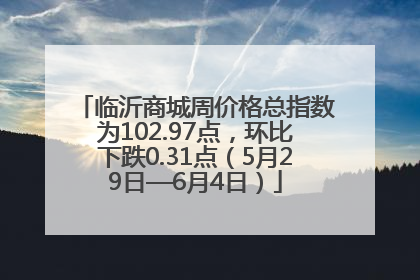 临沂商城周价格总指数为102.97点，环比下跌0.31点（5月29日—6月4日）