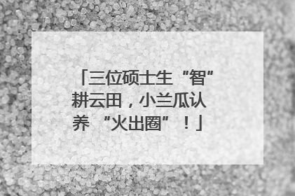 三位硕士生“智” 耕云田，小兰瓜认养 “火出圈”！