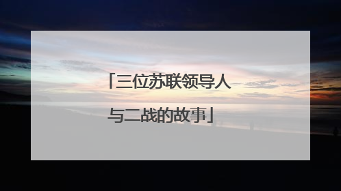 三位苏联领导人与二战的故事