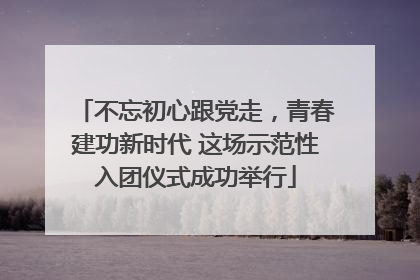 不忘初心跟党走，青春建功新时代 这场示范性入团仪式成功举行