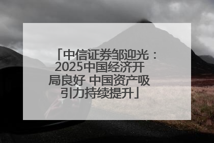 中信证券邹迎光：2025中国经济开局良好 中国资产吸引力持续提升