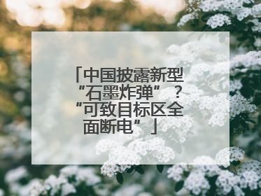 中国披露新型“石墨炸弹”？“可致目标区全面断电”