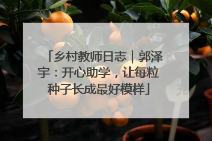 乡村教师日志｜郭泽宇：开心助学，让每粒种子长成最好模样