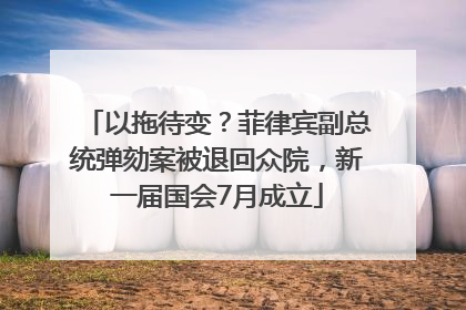 以拖待变？菲律宾副总统弹劾案被退回众院，新一届国会7月成立