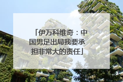 伊万科维奇：中国男足出局我要承担非常大的责任