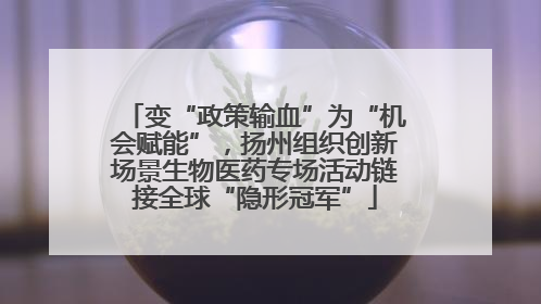 变“政策输血”为“机会赋能”，扬州组织创新场景生物医药专场活动链接全球“隐形冠军”