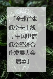 全球首张低空卡上线，中国电信低空经济合作发展大会启幕