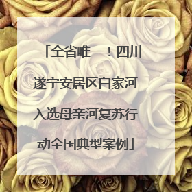 全省唯一！四川遂宁安居区白家河入选母亲河复苏行动全国典型案例