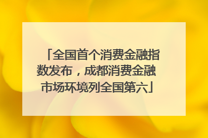 全国首个消费金融指数发布，成都消费金融市场环境列全国第六