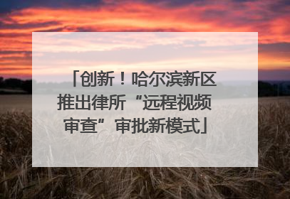 创新！哈尔滨新区推出律所“远程视频审查”审批新模式
