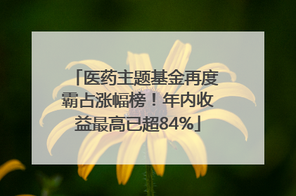 医药主题基金再度霸占涨幅榜！年内收益最高已超84%