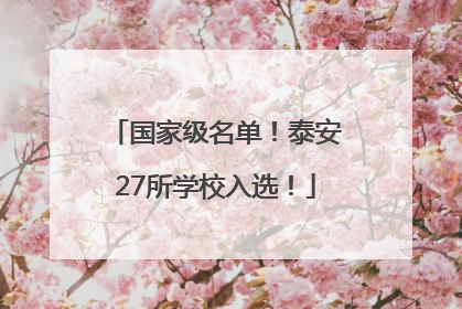 国家级名单！泰安27所学校入选！