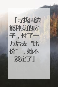 寻找周边能种菜的房子，付了一万后去“比价”，她不淡定了