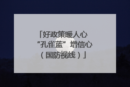 好政策暖人心 “孔雀蓝”增信心（国防视线）