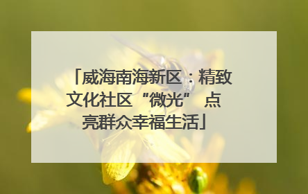 威海南海新区：精致文化社区“微光” 点亮群众幸福生活