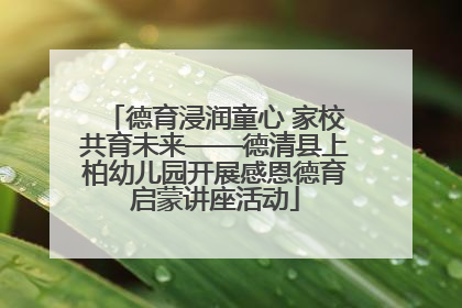 德育浸润童心 家校共育未来——德清县上柏幼儿园开展感恩德育启蒙讲座活动