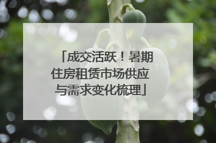 成交活跃！暑期住房租赁市场供应与需求变化梳理