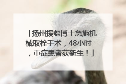 扬州援疆博士急施机械取栓手术，48小时，重症患者获新生！
