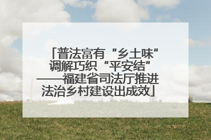 普法富有“乡土味” 调解巧织“平安结”——福建省司法厅推进法治乡村建设出成效