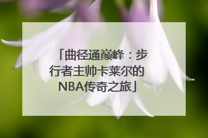 曲径通巅峰：步行者主帅卡莱尔的NBA传奇之旅