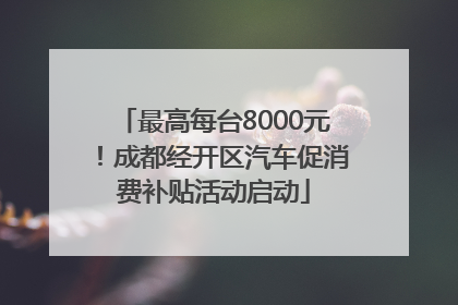 最高每台8000元！成都经开区汽车促消费补贴活动启动