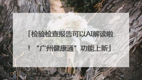 检验检查报告可以AI解读啦！“广州健康通”功能上新