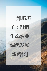 潍坊坊子：打造生态农业绿色发展新路径