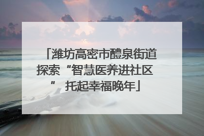 潍坊高密市醴泉街道探索“智慧医养进社区” 托起幸福晚年