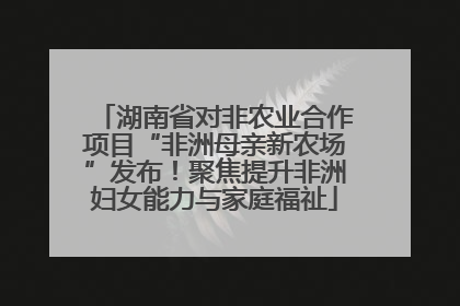 湖南省对非农业合作项目“非洲母亲新农场”发布！聚焦提升非洲妇女能力与家庭福祉