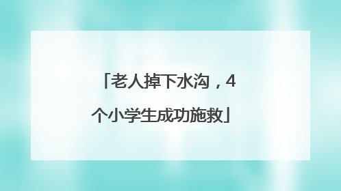 老人掉下水沟，4个小学生成功施救