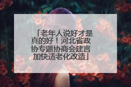 老年人说好才是真的好！河北省政协专题协商会建言加快适老化改造