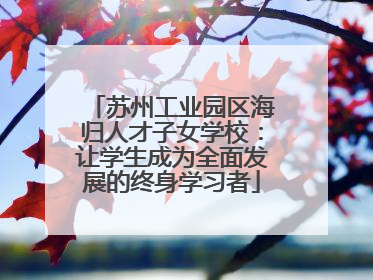 苏州工业园区海归人才子女学校：让学生成为全面发展的终身学习者