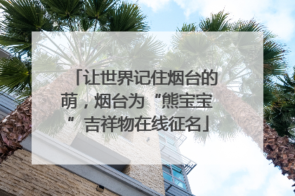 让世界记住烟台的萌，烟台为“熊宝宝”吉祥物在线征名