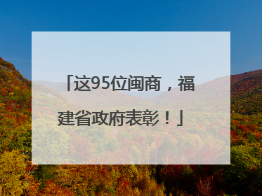这95位闽商，福建省政府表彰！