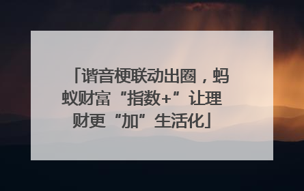 谐音梗联动出圈，蚂蚁财富“指数+”让理财更“加”生活化