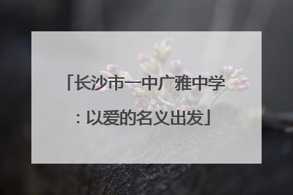 长沙市一中广雅中学：以爱的名义出发