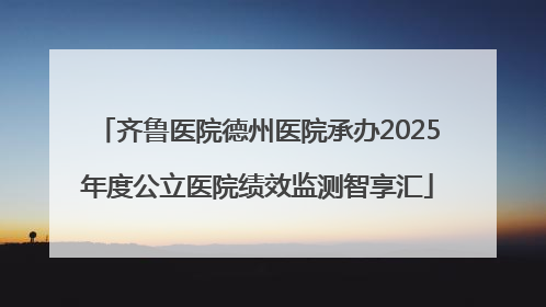 齐鲁医院德州医院承办2025年度公立医院绩效监测智享汇