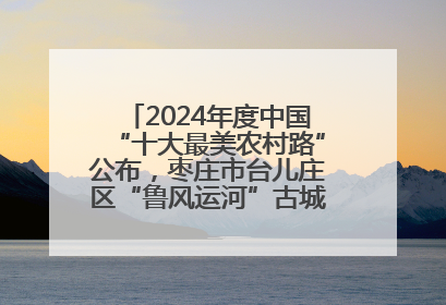 2024年度中国“十大最美农村路”公布，枣庄市台儿庄区“鲁风运河”古城文化廊道上榜！