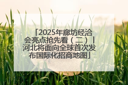 2025年廊坊经洽会亮点抢先看（二）丨河北将面向全球首次发布国际化招商地图
