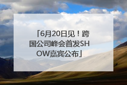 6月20日见！跨国公司峰会首发SHOW嘉宾公布