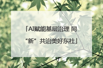 AI赋能基层治理 同“新”共治美好东社